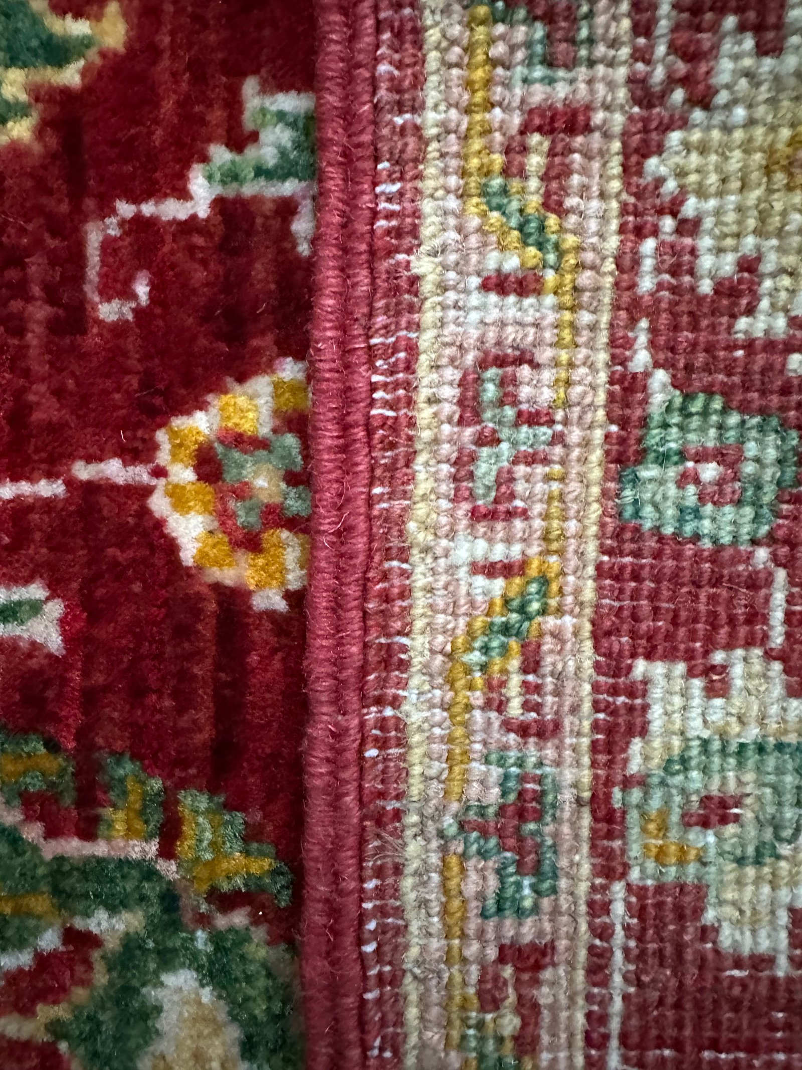 Bukhara Floral hand-knotted Afghan rug detail 4